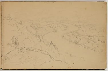 Panorama der Oxbow am Connecticut River, gesehen vom Mount Holyoke