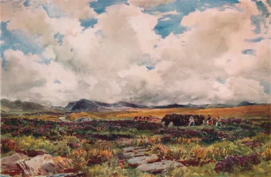 Torf stapeln, Festiniog, Nordwales, 1881
