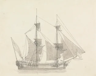 Ein Zweimaster unter Segel