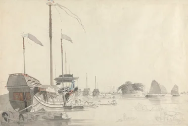 Boote in der Nähe eines niederländischen Forts, Kanton