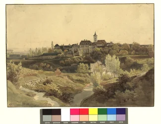 Ober Döbling, Johanneskapelle und Umgebung von der Unter-Döblinger Seite aus gesehen