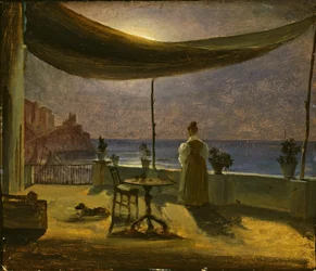 Eine Terrasse in Amalfi im Mondlicht