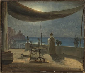 Eine Terrasse in Amalfi im Mondlicht