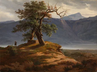 Landschaft mit Wanderer