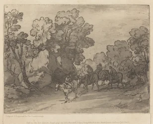 Waldlandschaft mit Reitern