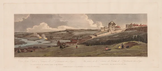 Auswahl von zwanzig der malerischsten Ansichten in Paris: Blick von der Palastterrasse in St. Germain en Laye, das Aquädukt von Marli in der Ferne