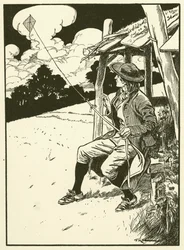 Franklin und sein Drachen (Gravur)