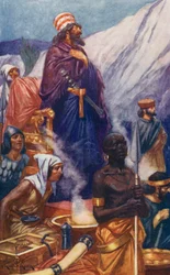 Er sprang von seinem Thron mit einem Schrei des Kummers und der Wut