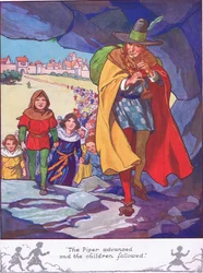 Der Pfeifer ging voran und die Kinder folgten