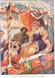Unter einem Baldachin des Staates segelte Jane in der Barke davon