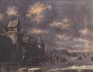 Winterlandschaft mit Figuren