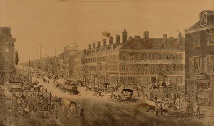 Broadway, New York, 1836 (Zeigt Webbs Emporium des Lichts)