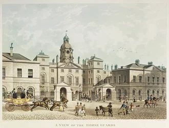 Ansicht der Horse Guards von Whitehall, graviert von J.C. Sadler