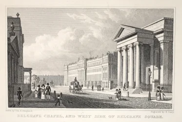 Belgrave Chapel und Westseite des Belgrave Square, aus 