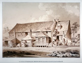 Südostansicht des Versammlungshauses von John Bunyan, Zoar Street, Southwark, London, 1813