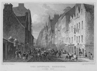Die Canongate, Edinburgh, Blick nach Westen (Gravur)