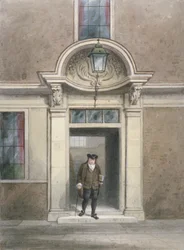 Ansicht von Dr. Johnsons Tür und Treppe, Inner Temple Lane, City of London, 1855