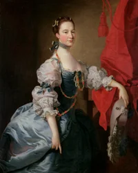 Porträt einer Dame in einem blauen Kleid