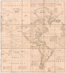 Eine Karte des Atlantik-Pazifik von Jefferys