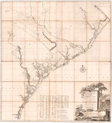 Eine Karte von South Carolina und einem Teil von Georgia von De Brahm
