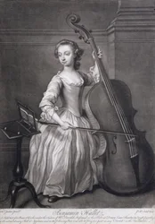 Porträt von Benjamin Hallet, der Violoncello spielt, graviert von James McArdell, ca. 1749