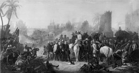 Die Befreiung von Lucknow und das triumphale Treffen von Havelock, Outram und Sir Colin Campbell, aus 