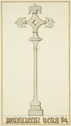 Kreuz auf altem Grabstein in der Krypta der St John