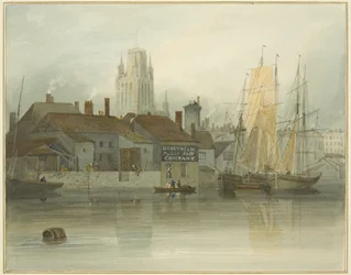 Redcliffe Turm und Rückseite vom Fähranleger, Queen Square, 1826