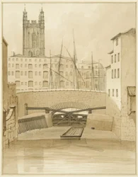 Steinbrücke mit Schleusentoren