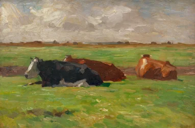 Norddeutsche Sommerlandschaft mit liegenden Kühen