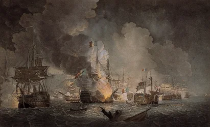 Schlacht am Nil (farbige Aquatinta)