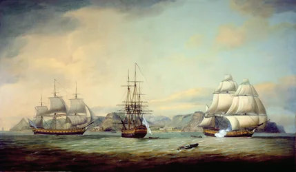 Der Ostindienfahrer Ceres vor St. Helena, 1788