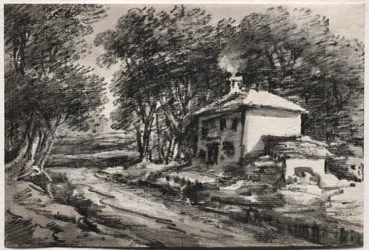 Landschaft mit Hütte (recto)