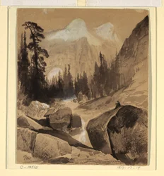 Zeichnung, Der Norddom, Yosemite, Kalifornien, 1872