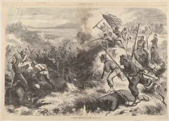 Ein schwarzes Regiment in Aktion, aus Harpers Weekly, 14. März 1863