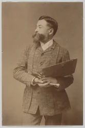 Dreiviertelporträt von Thomas Nast mit Palette und Pinsel