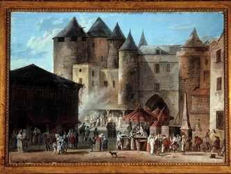 Place du Grand Chatelet in Paris, Straßenszene zur Zeit der Französischen Revolution