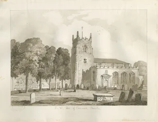 Cannock Kirche (Sepia-Zeichnung)