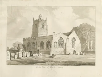 Elford Church: Sepia-Zeichnung, 1837