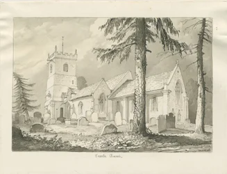 Enville Kirche: Sepiazeichnung, 1837