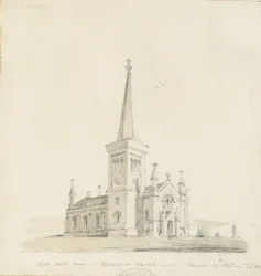 Hilderstone Kirche: Bleistift- und Waschzeichnung