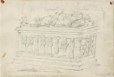 Seighford Church - Grab von William und Mercy Bowyer: Bleistiftzeichnung