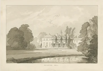 Seighford Hall: Sepia-Waschzeichnung