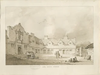 Stafford - Alms Houses: Sepia-Zeichnung, undatiert [1837]