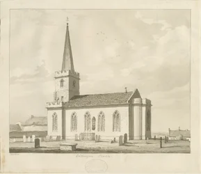 Whittington Kirche: Sepia-Zeichnung