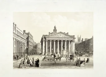 Royal Exchange und die Bank of England links, London, 1851