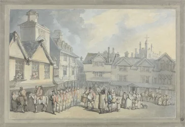 Eine Parade auf einem Marktplatz