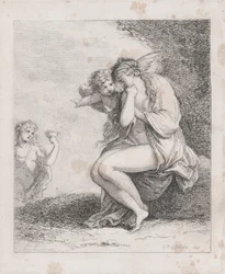 Ariadne auf Naxos von Bacchus angesprochen, um 1790