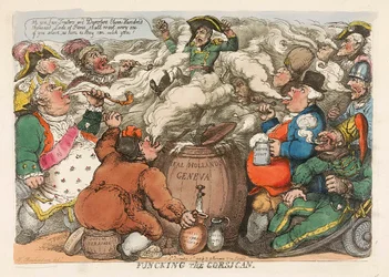 Funcking der Korsikaner, veröffentlicht 1813, handkolorierte Gravur