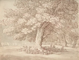 Herde von Hirschen unter einer Eiche, 1775-1827